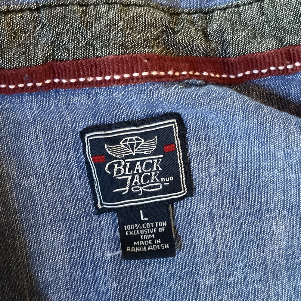 Black Jack Men's Blue Short Sleeve Shirt, L - Picture 5 of 5